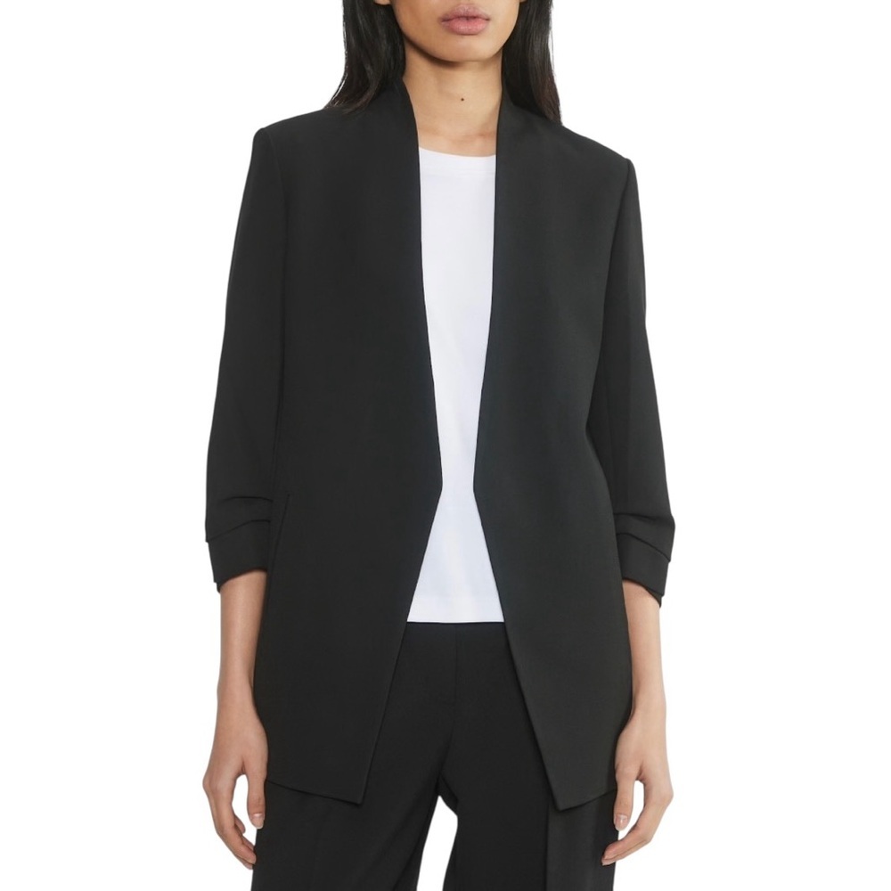 Aritzia Babaton Power Blazer Black Mirror Crepe Hip Length Sz 2